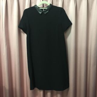 ザラ(ZARA)のザラZARAエコレザー襟付きワンピ新品(ミニワンピース)