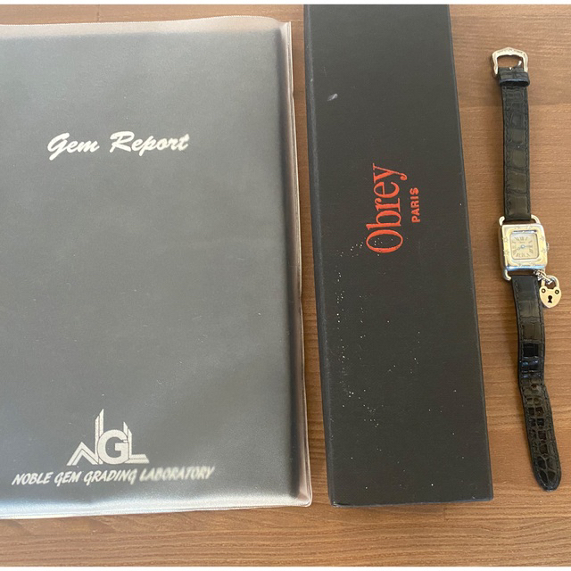 オブレイ　腕時計　ダイヤモンド付き　鑑定書 obray ハンドメイド レディースのファッション小物(腕時計)の商品写真