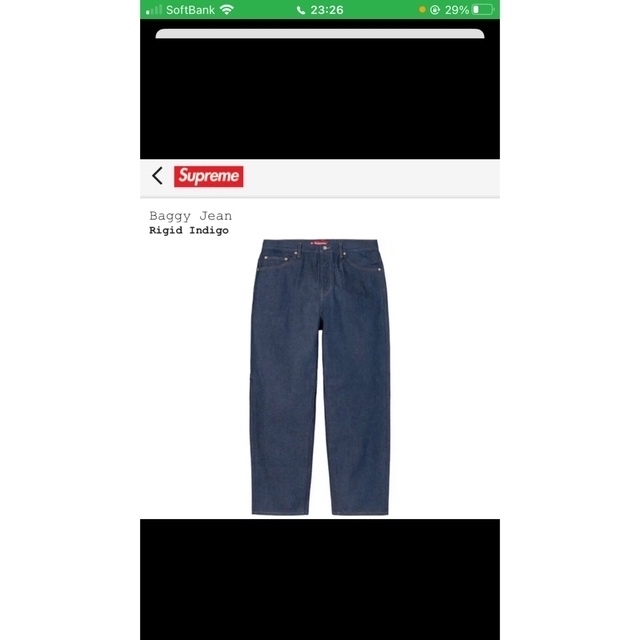 SUPREME 22AW BAGGY JEAN  Rigid Indigo