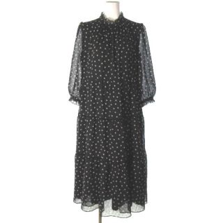 トゥービーシック(TO BE CHIC)のトゥービーシック 近年モデル ロングワンピース ドット シフォン 黒 40(ロングワンピース/マキシワンピース)