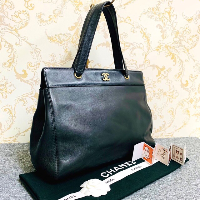 ✴︎美品　CHANEL シャネル ココマーク ラムスキン トートバッグ 黒