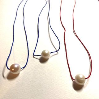 シルクコード 一粒パールネックレス(ガーネット)(ネックレス)