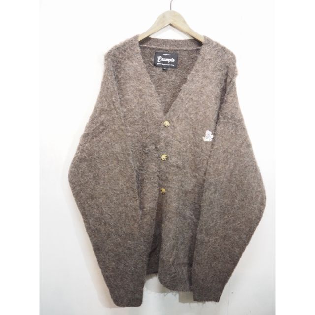 新品22AW EXAMPLE モヘア ニット カーディガン XL茶 1020M▲saintmaichel