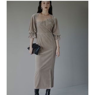 Ameri VINTAGE - AMERI(アメリ) 2WAY CURVE VELOURS DRESS