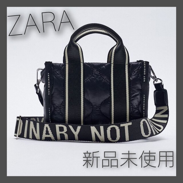 ZARA - ZARA テキストディテール ナイロン ミニ トートバッグ 黒 ...