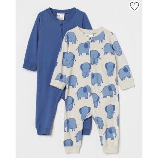 エイチアンドエム(H&M)の【美品】H＆M 長袖ロンパース　カバーオール　2枚セット　60㎝(ロンパース)