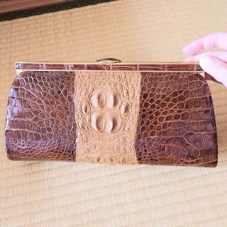【昭和レトロ】クラッチバッグ ハンドバッグ ワニ革 クロコダイル