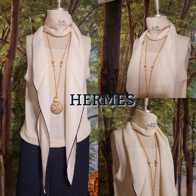 Hermes(エルメス)のレア　稀少　HERMES　エルメス　シルク　スカーフ　ロザンジュ　特大　男女兼用 レディースのファッション小物(バンダナ/スカーフ)の商品写真