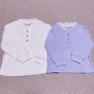 [子供服] パールビジューフリルネックトップス(ブラウス)