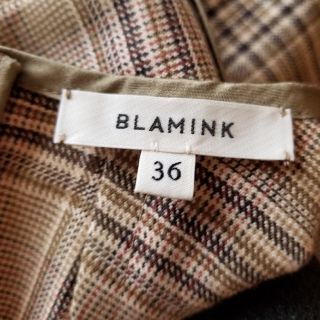 BLAMINK ウール チェック ノーカラー ブラウス ministyle.com.ar