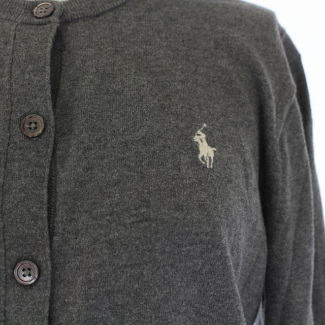 POLO RALPH LAUREN(ポロラルフローレン)のポロ ラルフローレン ニットカーディガン 長袖 ロゴ刺繍 SP S グレー レディースのトップス(カーディガン)の商品写真