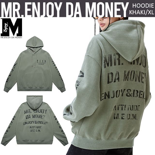 MR.ENJOY DA MONEY MEDM レタープリント ワッフル パーカーの通販 by ...