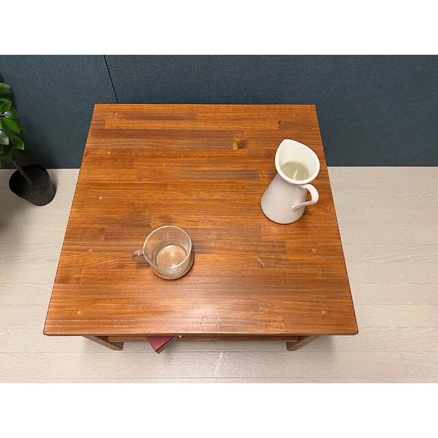 机/テーブル【送料無料】 ローテーブル 正方形 60cm パイン オーク 棚付き