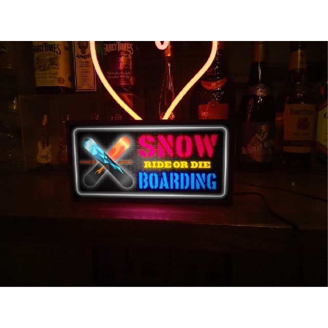 スノーボード スポーツ カフェ BAR ガレージ 看板 置物 雑貨 ライトBOX スポーツ/アウトドアのスノーボード(その他)の商品写真