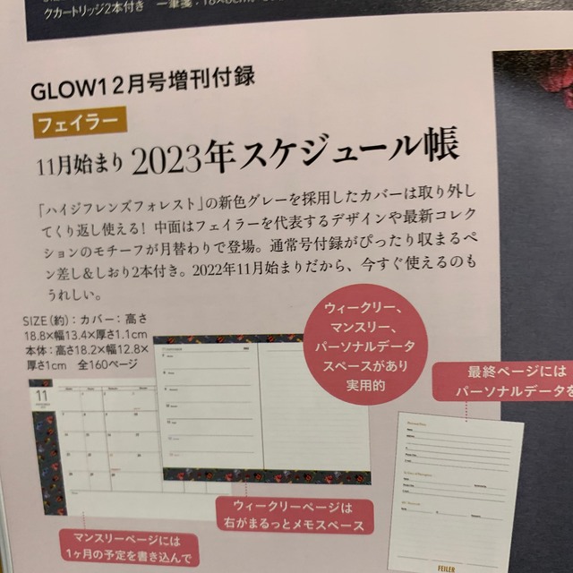 FEILER(フェイラー)の新品　未開封　GLOW 12月号　フェイラー付録付き エンタメ/ホビーの本(ファッション/美容)の商品写真