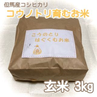 ✿コウノトリ育むお米✿ 玄米 3kg 但馬産こしひかり(米/穀物)