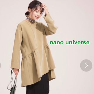 nano・universe - ナノユニバース アシンメトリーギャザーブラウス チュニック丈 ミニワンピース丈