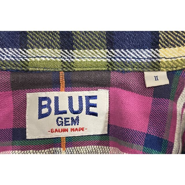 GAIJIN MADE(ガイジンメイド)の＊ガイジンメイド BLUE GEM チェック パッチワーク ネルシャツ 2/M メンズのトップス(シャツ)の商品写真