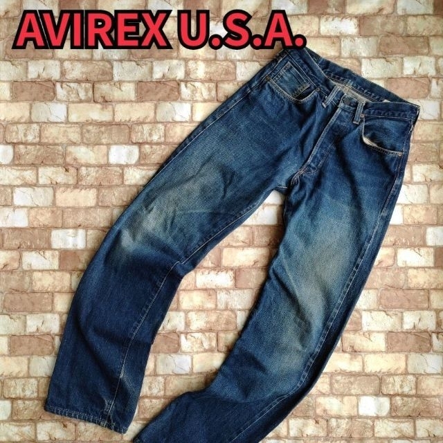 【送料無料】USA AVIREX アヴィレックス ブラックデニムパンツ