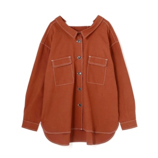ローズバッド(ROSE BUD)の抜き襟ステッチシャツジャケット オレンジ(シャツ/ブラウス(長袖/七分))