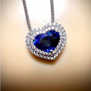 超大物！サファイア コーンフラワーブルー鑑定 3.3ct pt ハートペンダント(ネックレス)