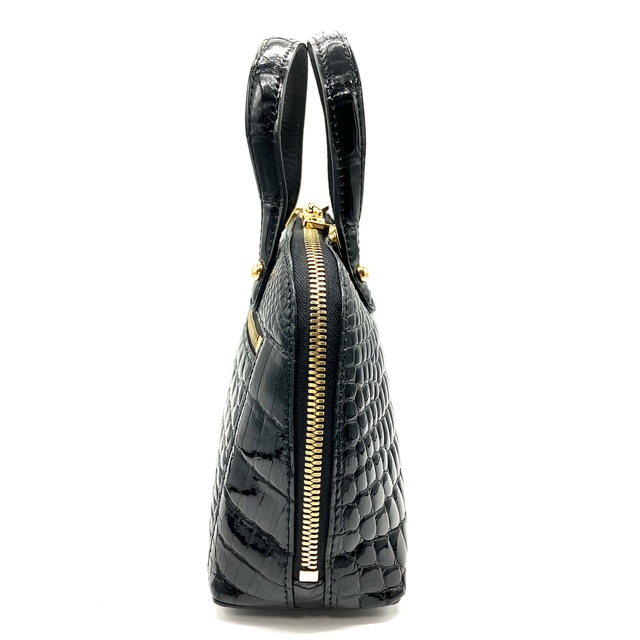 即納!最大半額! レディース バッグ クロコダイル シャイニング Black