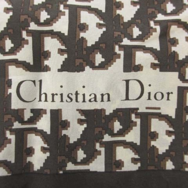 Christian Dior(クリスチャンディオール)のクリスチャンディオール スカーフ 大判 トロッター柄 総柄 シルク ブラウン レディースのファッション小物(バンダナ/スカーフ)の商品写真
