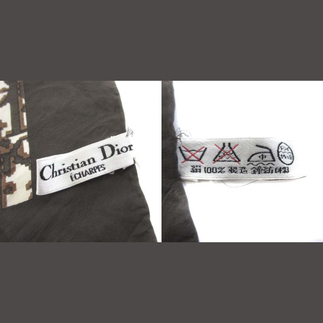 Christian Dior(クリスチャンディオール)のクリスチャンディオール スカーフ 大判 トロッター柄 総柄 シルク ブラウン レディースのファッション小物(バンダナ/スカーフ)の商品写真