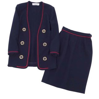 クリスチャンディオール(Christian Dior)の美品 Vintage クリスチャンディオール Christian Dior セットアップ スーツ ウール ジャケット スカート レディース 40(M相当) ネイビー(スーツ)