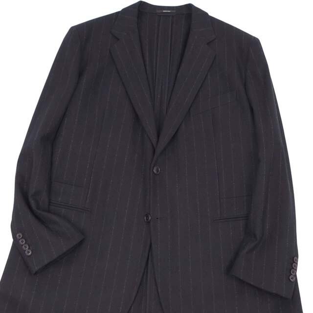 極美品 エルメス HERMES スーツ セットアップ ウールフラノ テーラード ジャケット パンツ メンズ 60(XXL) ブラック