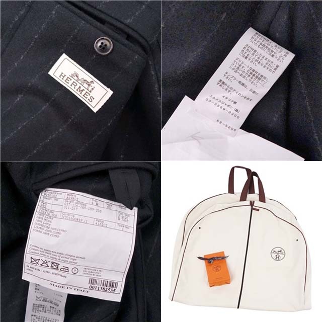 Hermes(エルメス)の極美品 エルメス HERMES スーツ セットアップ ウールフラノ テーラード ジャケット パンツ メンズ 60(XXL) ブラック メンズのスーツ(セットアップ)の商品写真