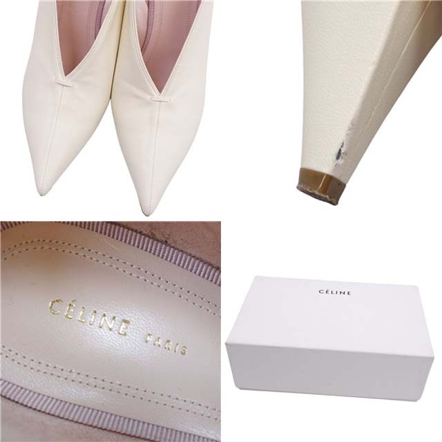 celine - セリーヌ CELINE パンプス エッセンシャルVネック ポインテッドトゥ レザー ヒール レディース シューズ 靴 35.5(22.5cm相当) ホワイト celine - セリーヌ CELINE パンプス エッセンシャルVネック ポインテッドトゥ レザー ヒール レディース シューズ 靴 35.5(22.5cm相当) ホワイト