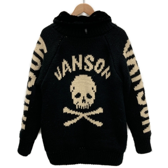 VANSON(バンソン)の☆☆VANSON バンソン カウチンジャケット ニット スカル XL メンズ ブラック×ベージュ メンズのジャケット/アウター(その他)の商品写真