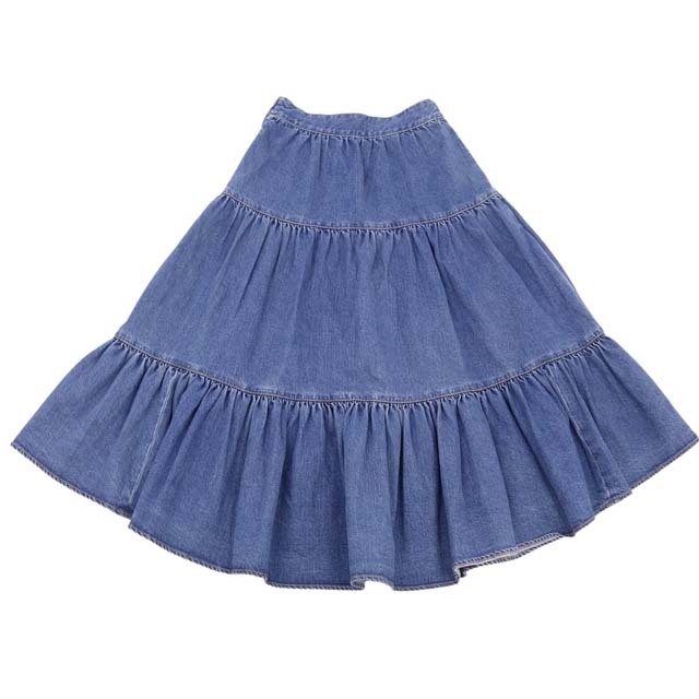 美品 セリーヌ CELINE スカート デニム フリル フレアスカート レディース ボトムス 日本製 26 インディゴブルー