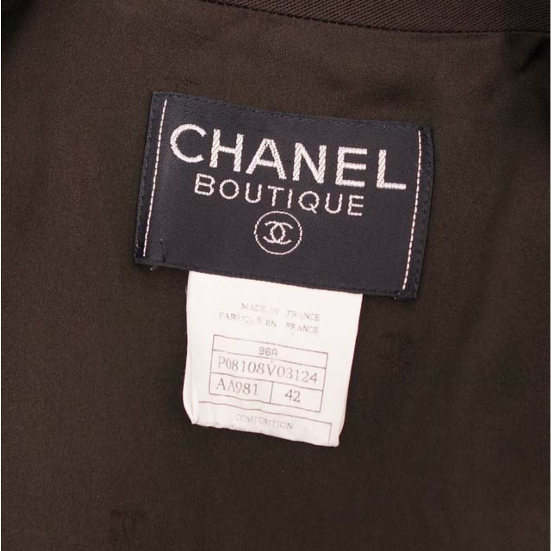 CHANEL(シャネル)の美品 Vintage シャネル CHANEL ジャケット 96A ココマークボタン ウールギャバジン レディース アウター 42 ブラウン レディースのジャケット/アウター(その他)の商品写真