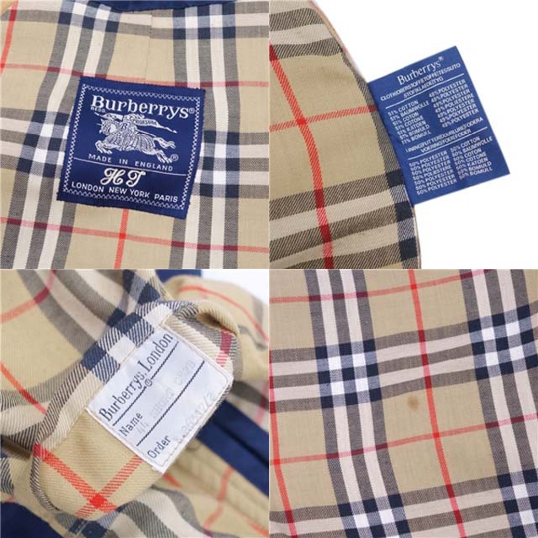 BURBERRY(バーバリー)の美品 Vintage バーバリー Burberrys コート トレンチコート ステンカラーコート メンズ 英国製 アウター 古着 44(S相当) ネイビー メンズのジャケット/アウター(ステンカラーコート)の商品写真