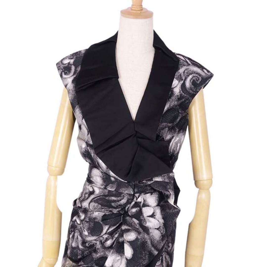極美品 ドリスヴァンノッテン DRIES VAN NOTEN ドレス ワンピース 2020AW ノースリーブ 34 (S相当) ブラック/ホワイト