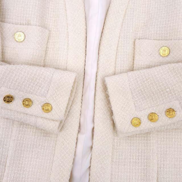 CHANEL(シャネル)の美品 Vintage シャネル CHANEL コート ロングコート ボタンレス コインボタン ツイード ウール アウター レディース フランス製 38(M相当) ホワイト レディースのジャケット/アウター(その他)の商品写真