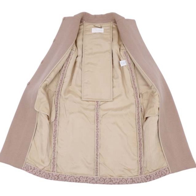 美品 クロエ Chloe コート ロングコート 総レース ウール アウター レディース フランス製 38(M相当) ベージュ