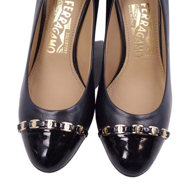極美品 サルヴァトーレ フェラガモ Salvatore Ferragamo パンプス ヴァラ ウェッジソール カーフレザー シューズ 靴 レディース 6D(23.5cm相当) ブラック 極美品 サルヴァトーレ フェラガモ Salvatore Ferragamo パンプス ヴァラ ウェッジソール カーフレザー シューズ 靴 レディース 6D(23.5cm相当) ブラック