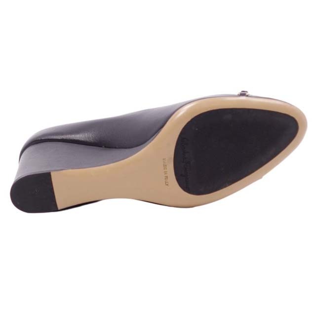 極美品 サルヴァトーレ フェラガモ Salvatore Ferragamo パンプス ヴァラ ウェッジソール カーフレザー シューズ 靴 レディース  6D(23.5cm相当) ブラック