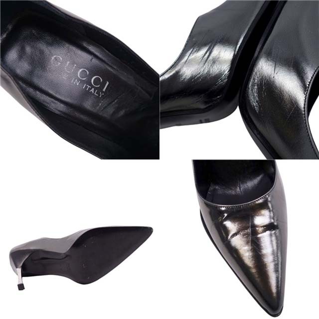 Gucci(グッチ)のグッチ GUCCI パンプス エナメルレザー ヒール シューズ 靴 レディース イタリア製 37C(24cm相当) シルバー レディースの靴/シューズ(ハイヒール/パンプス)の商品写真