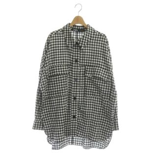 ザラ(ZARA)のザラ ZARA ギンガムチェック ビッグシャツ 長袖 USA L 黒 白(シャツ/ブラウス(長袖/七分))