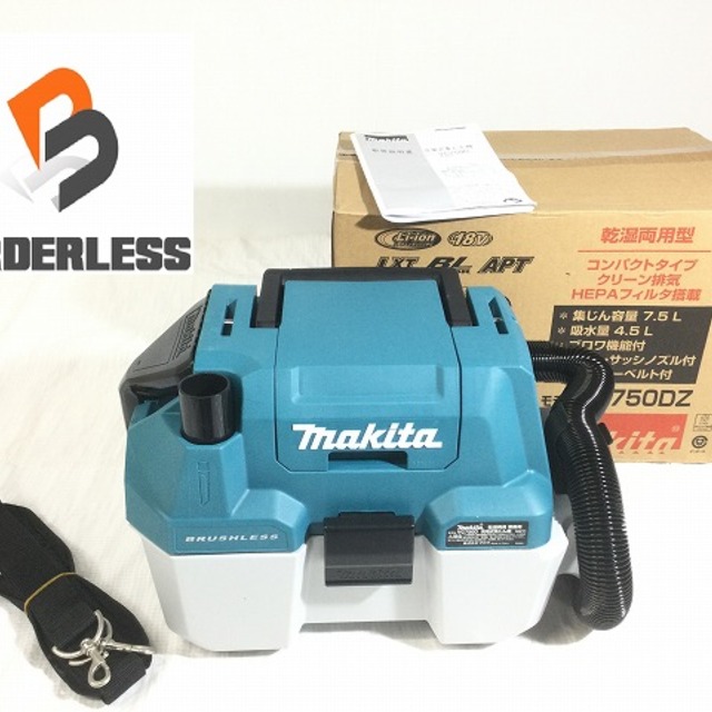 ☆未使用品☆makita マキタ 18V 充電式集じん機 VC750DZ 乾湿両用 コードレス集塵機 掃除機 クリーナー 60685自動車/バイク