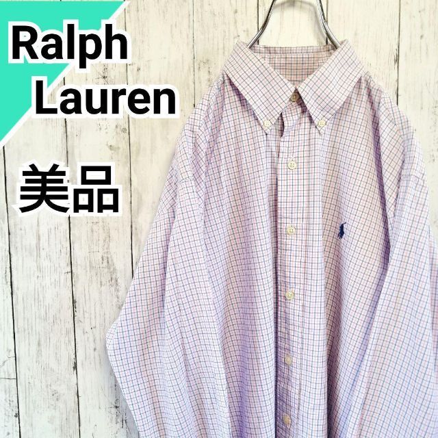 80年タグ】ラルフローレン☆BD刺繍 オーバーサイズ Lサイズ 起毛シャツ
