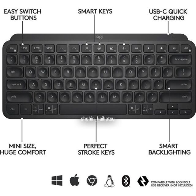 ロジテック MX keys mini US配列 海外限定 キーボード ブラック