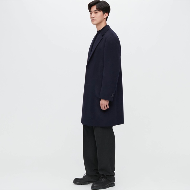 UNIQLO(ユニクロ)のUNIQLO 22AW ウールカシミアチェスターコート ブラック Lサイズ メンズのジャケット/アウター(チェスターコート)の商品写真