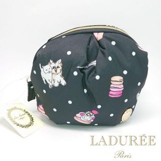 ラデュレ(LADUREE)の【新品タグ付き】ラデュレ コスメポーチ/バニティ 猫犬マカロン ブラック系(ポーチ)