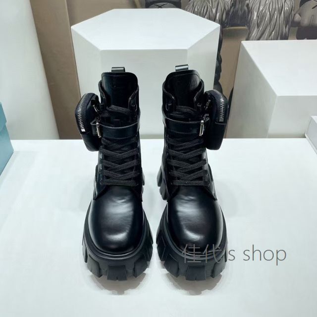 PRADAプラダ モノリス レザーxナイロンファブリック ブーツ 美品