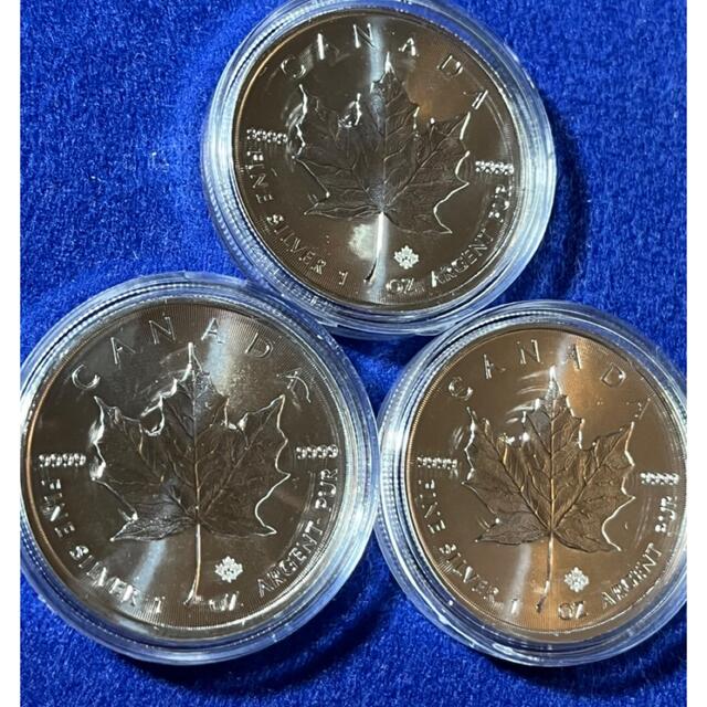 カナダメイプルリーフ1オンス銀貨　美品銀貨正規購入品　3枚セット